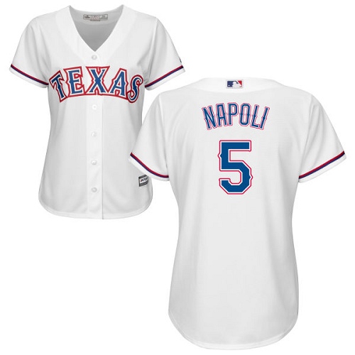 Women's Majestic Texas Rangers #5 Mike Napoli Replica White Home Cool Base MLB Jersey