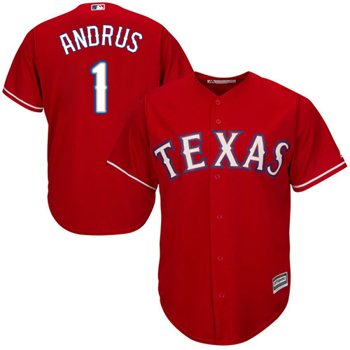 Youth Majestic Texas Rangers #1 Elvis Andrus Replica Red Alternate Cool Base MLB Jersey