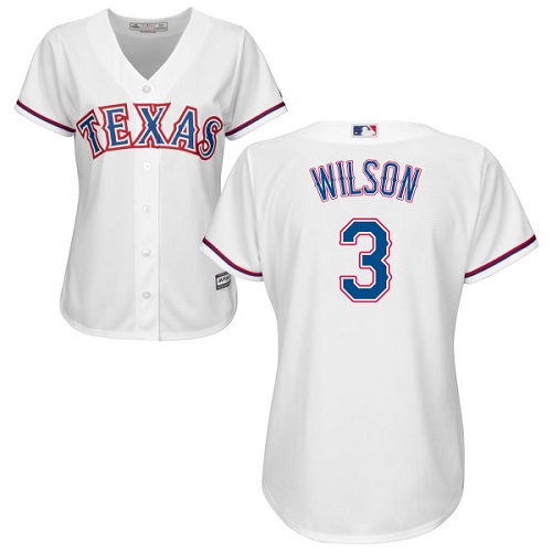 Women's Majestic Texas Rangers #3 Russell Wilson Replica White Home Cool Base MLB Jersey