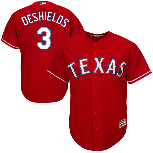 Youth Majestic Texas Rangers #3 Delino DeShields Replica Red Alternate Cool Base MLB Jersey