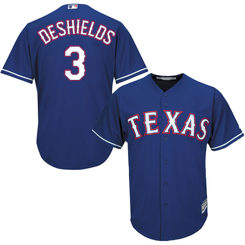 Youth Majestic Texas Rangers #3 Delino DeShields Replica Royal Blue Alternate 2 Cool Base MLB Jersey