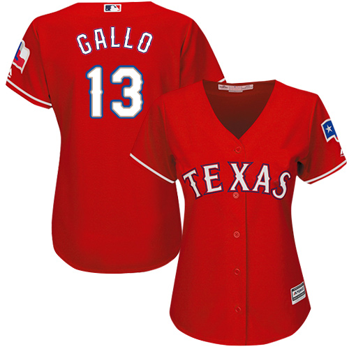 Women's Majestic Texas Rangers #13 Joey Gallo Replica Red Alternate Cool Base MLB Jersey