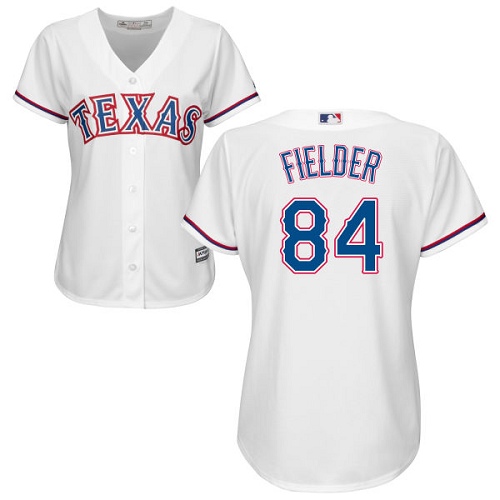 Women's Majestic Texas Rangers #84 Prince Fielder Replica White Home Cool Base MLB Jersey