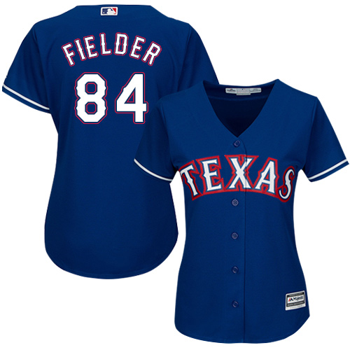 Women's Majestic Texas Rangers #84 Prince Fielder Authentic Royal Blue Alternate 2 Cool Base MLB Jersey