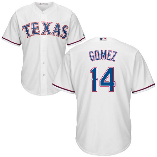 Youth Majestic Texas Rangers #14 Carlos Gomez Authentic White Home Cool Base MLB Jersey