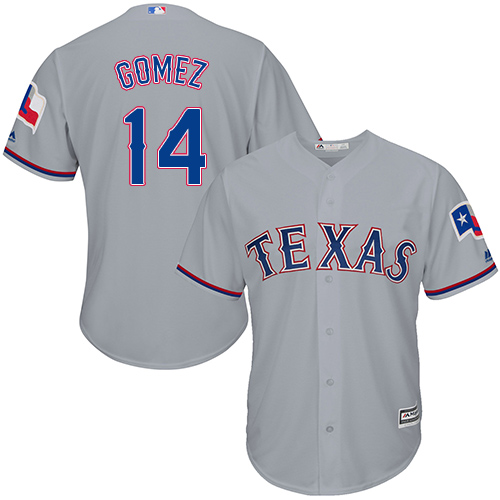 Youth Majestic Texas Rangers #14 Carlos Gomez Replica Grey Road Cool Base MLB Jersey