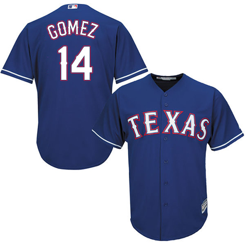 Youth Majestic Texas Rangers #14 Carlos Gomez Authentic Royal Blue Alternate 2 Cool Base MLB Jersey