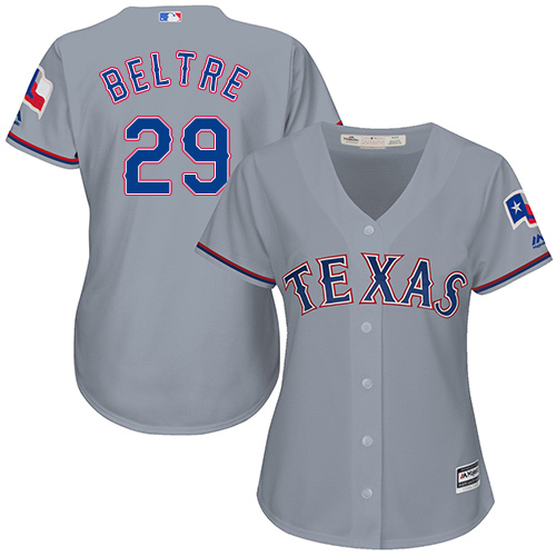 Women's Majestic Texas Rangers #29 Adrian Beltre Replica Grey Road Cool Base MLB Jersey