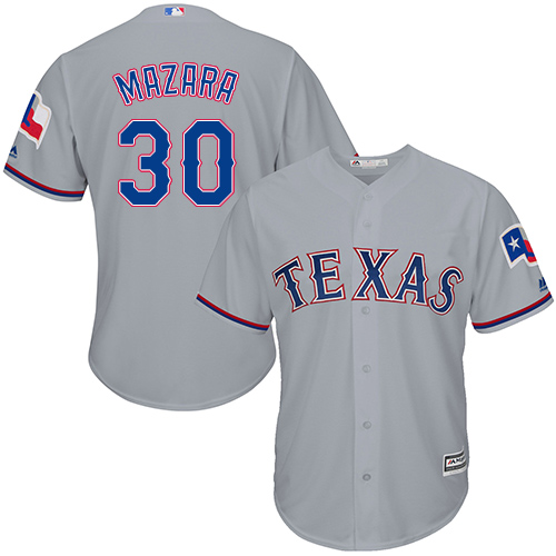 Youth Majestic Texas Rangers #30 Nomar Mazara Authentic Grey Road Cool Base MLB Jersey
