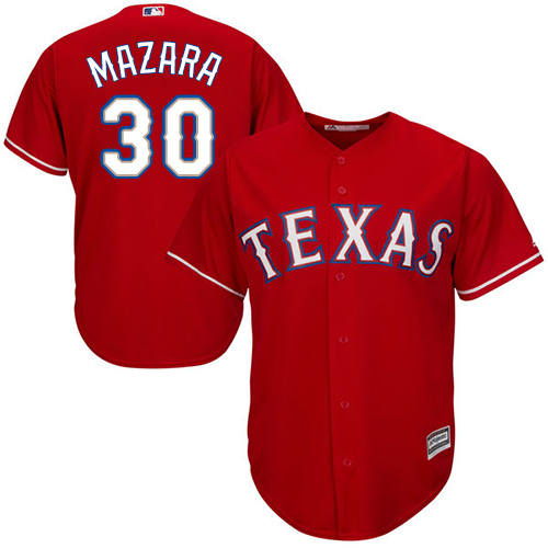 Youth Majestic Texas Rangers #30 Nomar Mazara Authentic Red Alternate Cool Base MLB Jersey
