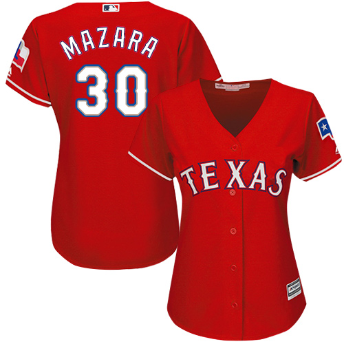 Women's Majestic Texas Rangers #30 Nomar Mazara Authentic Red Alternate Cool Base MLB Jersey