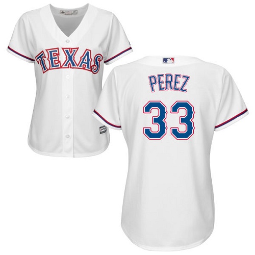 Women's Majestic Texas Rangers #33 Martin Perez Authentic White Home Cool Base MLB Jersey