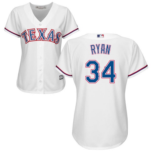 Women's Majestic Texas Rangers #34 Nolan Ryan Replica White Home Cool Base MLB Jersey