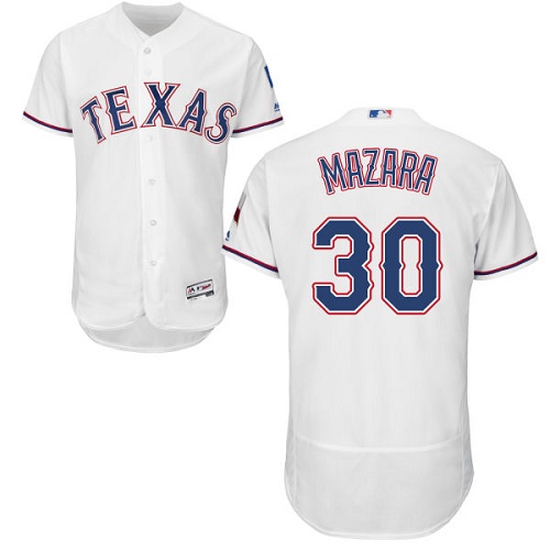 Men's Majestic Texas Rangers #30 Nomar Mazara Authentic White Home Cool Base MLB Jersey