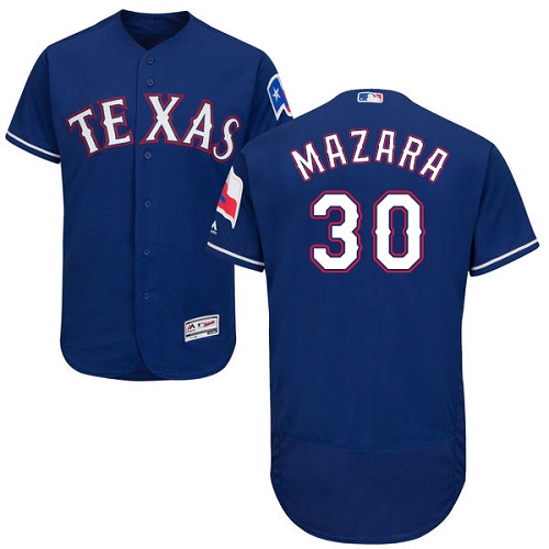 Men's Majestic Texas Rangers #30 Nomar Mazara Authentic Royal Blue Alternate 2 Cool Base MLB Jersey