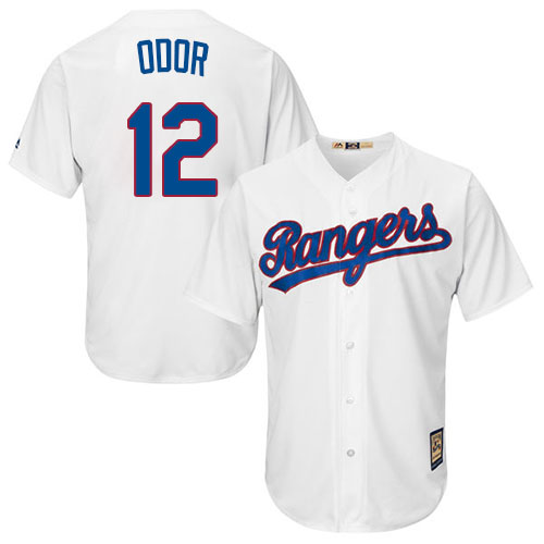 Men's Majestic Texas Rangers #12 Rougned Odor Authentic White Cooperstown MLB Jersey