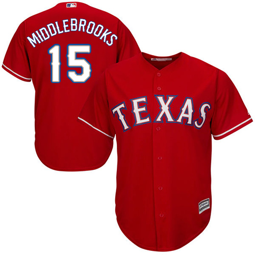 Men's Majestic Texas Rangers #15 Will Middlebrooks Replica Red Alternate Cool Base MLB Jersey