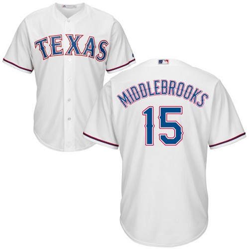 Youth Majestic Texas Rangers #15 Will Middlebrooks Replica White Home Cool Base MLB Jersey