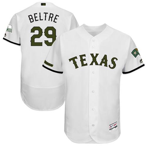 Men's Majestic Texas Rangers #29 Adrian Beltre White Memorial Day Authentic Collection Flex Base MLB Jersey
