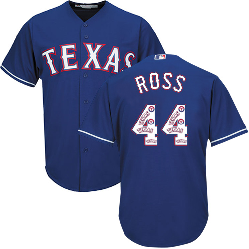 Men's Majestic Texas Rangers #44 Tyson Ross Authentic Royal Blue Team Logo Fashion Cool Base MLB Jersey