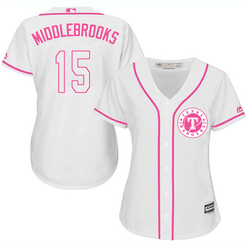Women's Majestic Texas Rangers #15 Will Middlebrooks Authentic White Fashion Cool Base MLB Jersey