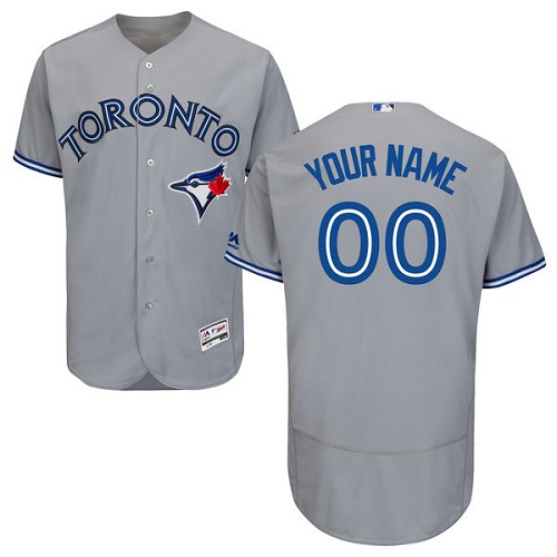 Men's Majestic Toronto Blue Jays Customized Authentic Grey Road MLB Jersey
