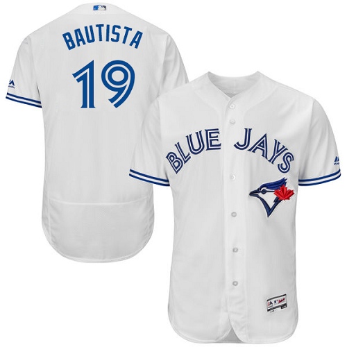 Men's Majestic Toronto Blue Jays #19 Jose Bautista Authentic White Home MLB Jersey