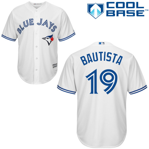 Men's Majestic Toronto Blue Jays #19 Jose Bautista Replica White Home MLB Jersey