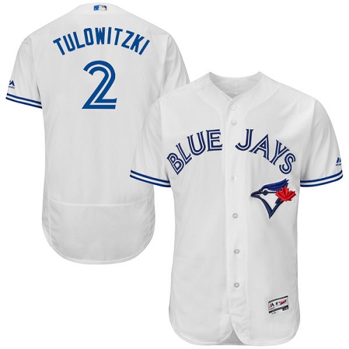 Men's Majestic Toronto Blue Jays #2 Troy Tulowitzki Authentic White Home MLB Jersey