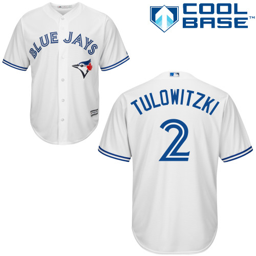 Men's Majestic Toronto Blue Jays #2 Troy Tulowitzki Replica White Home MLB Jersey