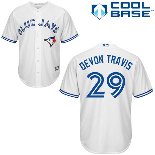 Men's Majestic Toronto Blue Jays #29 Devon Travis Replica White Home MLB Jersey