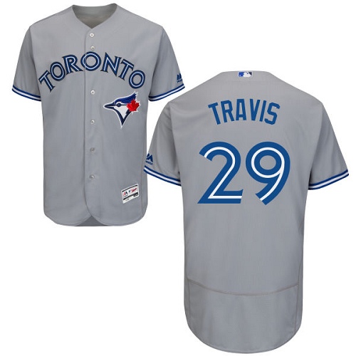 Men's Majestic Toronto Blue Jays #29 Devon Travis Authentic Grey Road MLB Jersey