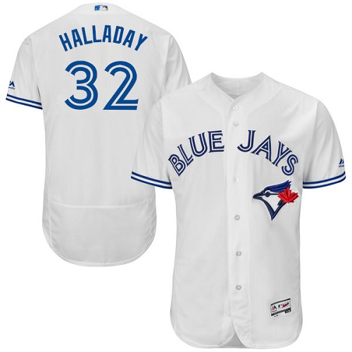 Men's Majestic Toronto Blue Jays #32 Roy Halladay Authentic White Home MLB Jersey