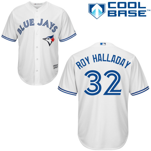 Men's Majestic Toronto Blue Jays #32 Roy Halladay Replica White Home MLB Jersey
