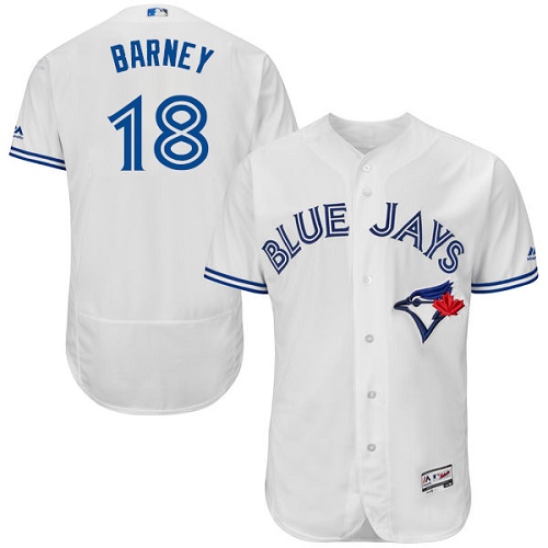 Men's Majestic Toronto Blue Jays #18 Darwin Barney Authentic White Home MLB Jersey