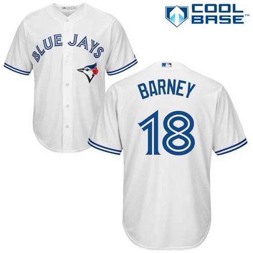 Men's Majestic Toronto Blue Jays #18 Darwin Barney Replica White Home MLB Jersey
