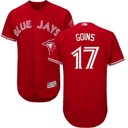 Men's Majestic Toronto Blue Jays #17 Ryan Goins Scarlet Flexbase Authentic Collection Alternate MLB Jersey