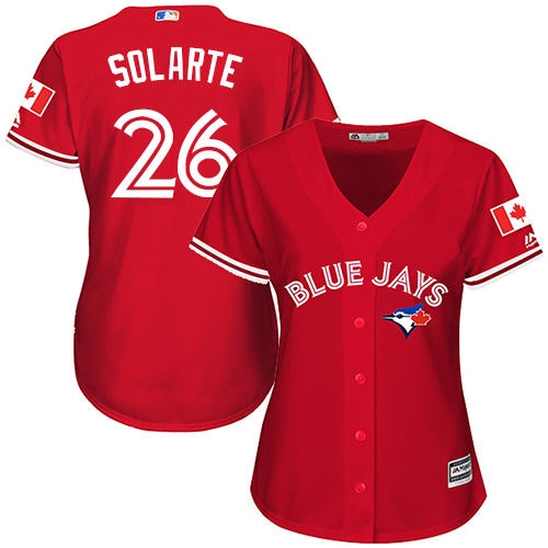 Women's Majestic Toronto Blue Jays #21 Michael Saunders Authentic Scarlet Alternate MLB Jersey