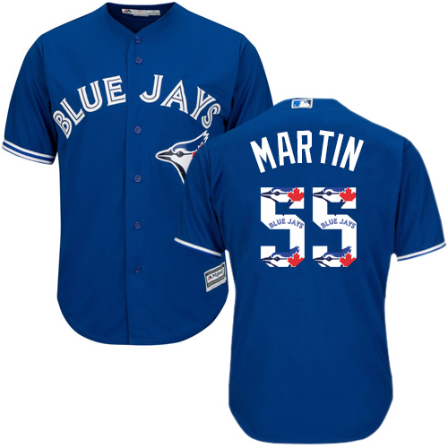 Men's Majestic Toronto Blue Jays #55 Russell Martin Authentic Blue Team Logo Fashion MLB Jersey