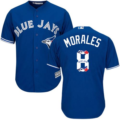 Men's Majestic Toronto Blue Jays #8 Kendrys Morales Authentic Blue Team Logo Fashion MLB Jersey
