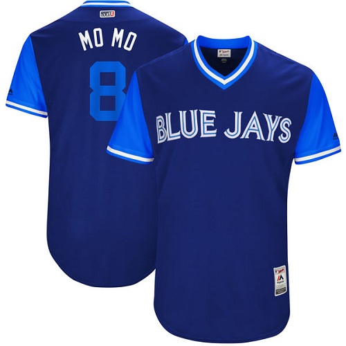 Men's Majestic Toronto Blue Jays #8 Kendrys Morales "MO MO" Authentic Navy Blue 2017 Players Weekend MLB Jersey