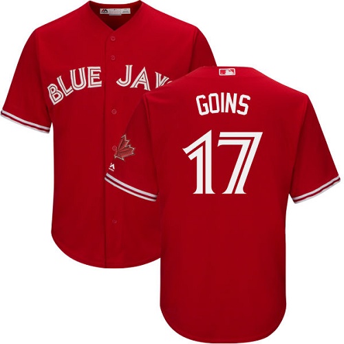 Youth Majestic Toronto Blue Jays #17 Ryan Goins Authentic Scarlet Alternate MLB Jersey
