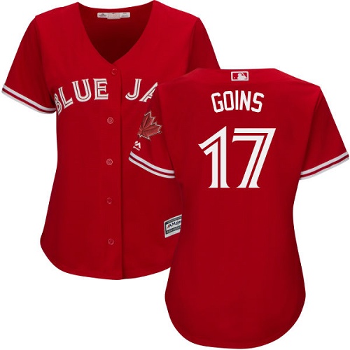 Women's Majestic Toronto Blue Jays #17 Ryan Goins Authentic Scarlet Alternate MLB Jersey