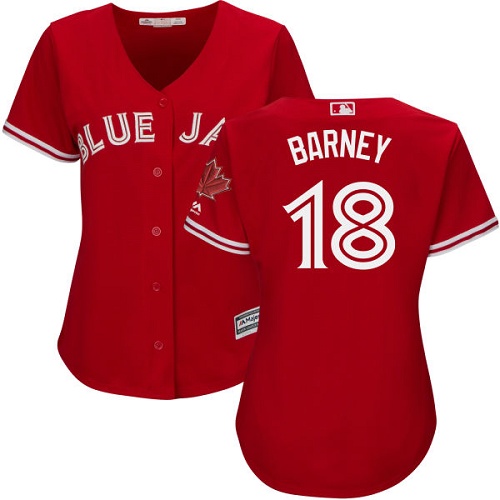 Women's Majestic Toronto Blue Jays #18 Darwin Barney Authentic Scarlet Alternate MLB Jersey