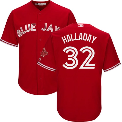 Youth Majestic Toronto Blue Jays #32 Roy Halladay Authentic Scarlet Alternate MLB Jersey
