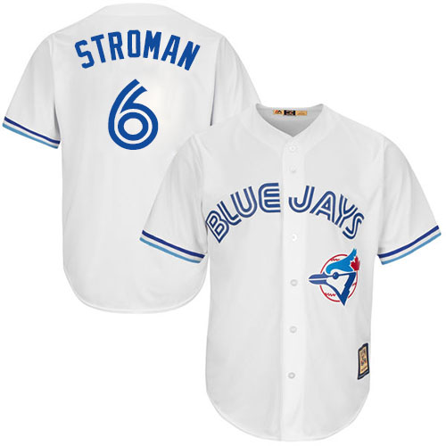 Men's Majestic Toronto Blue Jays #6 Marcus Stroman Replica White Cooperstown MLB Jersey
