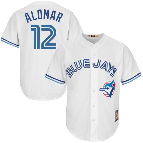 Men's Majestic Toronto Blue Jays #12 Roberto Alomar Authentic White Cooperstown MLB Jersey