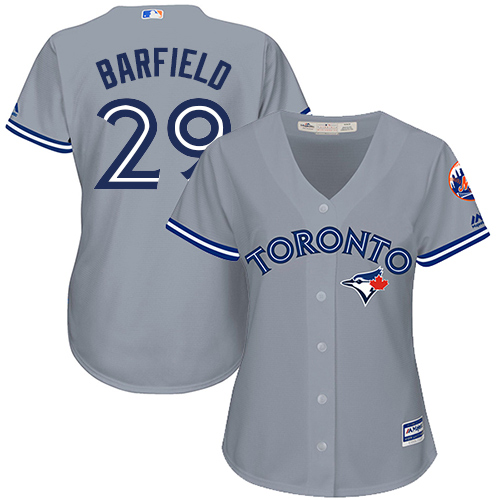 Women's Majestic Toronto Blue Jays #29 Jesse Barfield Replica Grey Road MLB Jersey