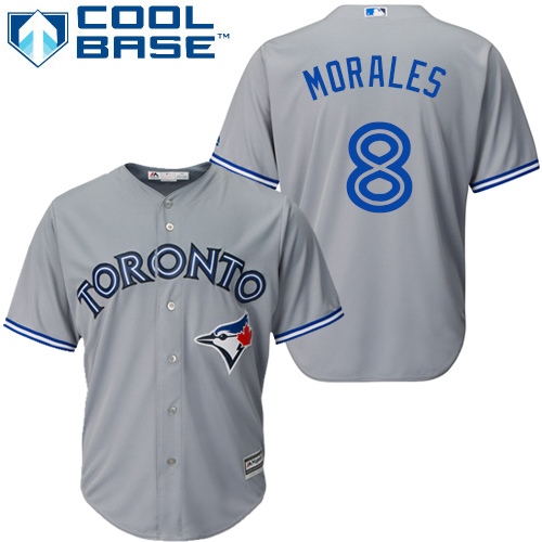 Men's Majestic Toronto Blue Jays #8 Kendrys Morales Replica Grey Road MLB Jersey