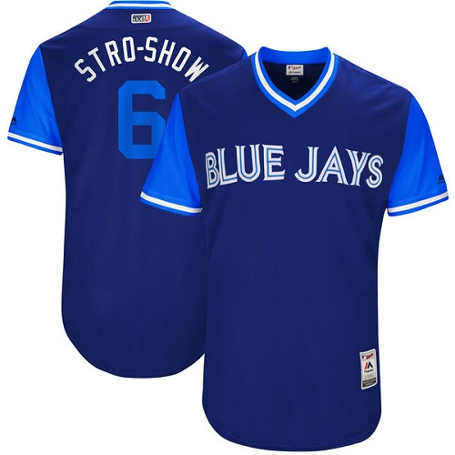 Men's Majestic Toronto Blue Jays #6 Marcus Stroman "Stro-Show" Authentic Navy Blue 2017 Players Weekend MLB Jersey